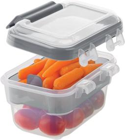 img 1 attached to Progressive SnapLock Snack To-Go Container - Gray, Leak-Proof Silicone Seal, Easy-to-Open, Snap-Off Lid, Stackable, BPA-Free