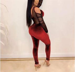 img 1 attached to 🔥 IyMoo Women's Sexy Jumpsuits for Clubwear - Thin Mesh Long Sleeve Bodycon Bodysuit Romper