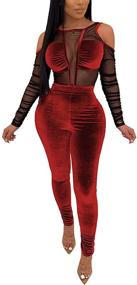 img 4 attached to 🔥 IyMoo Women's Sexy Jumpsuits for Clubwear - Thin Mesh Long Sleeve Bodycon Bodysuit Romper