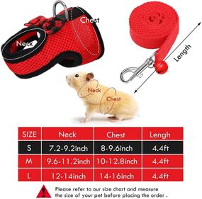 img 3 attached to Premium 3-Piece Guinea Pig Harness and Leash Set with Soft Mesh and Bowknot Bell - No-Pull Comfort Padded Vest for Guinea Pigs, Ferrets, Chinchillas, Rats - Available in Black, Blue, Red (Size S)