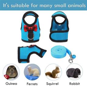 img 2 attached to Premium 3-Piece Guinea Pig Harness and Leash Set with Soft Mesh and Bowknot Bell - No-Pull Comfort Padded Vest for Guinea Pigs, Ferrets, Chinchillas, Rats - Available in Black, Blue, Red (Size S)