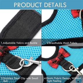 img 1 attached to Premium 3-Piece Guinea Pig Harness and Leash Set with Soft Mesh and Bowknot Bell - No-Pull Comfort Padded Vest for Guinea Pigs, Ferrets, Chinchillas, Rats - Available in Black, Blue, Red (Size S)