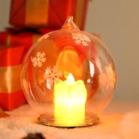 img 4 attached to 🎄 VCUTEKA Christmas Ball Ornament: Flickering Candle Snow Globe LED Xmas Tree Balls for Festive Party Decorations