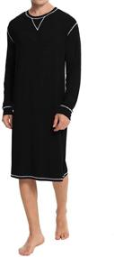 img 4 attached to 👕 SWOMOG Men's Sleep & Lounge Nightshirt - Sleeve Crewneck Nightgown