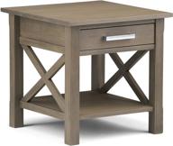 simplihome kitchener solid wood farmhouse grey end side table with 🌾 storage - 21 inch square contemporary design for living room and bedroom logo