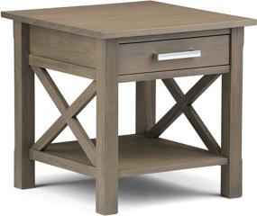 img 2 attached to SimpliHome Kitchener SOLID WOOD Farmhouse Grey End Side Table with 🌾 Storage - 21 inch Square Contemporary Design for Living Room and Bedroom