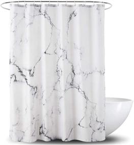 img 4 attached to 🚿 YOSTEV Marble Bathroom Shower Curtain: Grey and White Fabric with Hooks, Unique 3D Printing – Decorative, Water Proof, Reinforced Metal Grommets – Standard 72x72 Inches