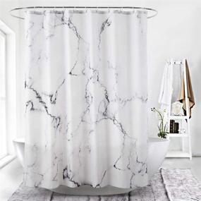 img 3 attached to 🚿 YOSTEV Marble Bathroom Shower Curtain: Grey and White Fabric with Hooks, Unique 3D Printing – Decorative, Water Proof, Reinforced Metal Grommets – Standard 72x72 Inches