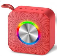 🔊 red portable bluetooth speaker with party lights, water-resistant, supports up to 32gb tf cards logo