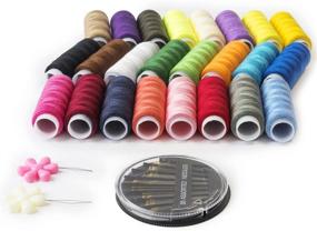 img 4 attached to 🧵 Polyester Sewing Thread Kit - 24 Assorted Color Threads, 200 Yards Per Spool. Easy-to-Use Hand Sewing Supplies with Accessories: 30 High-Grade Gold Tail Needles & 2 Threaders Included
