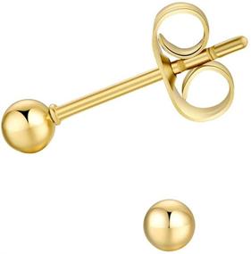 img 2 attached to 💍 FOSIR 14K Gold Plated Round Ball Stud Earrings: 6 Pairs of Tiny Women's & Girls' Surgical Stainless Steel Studs in Sizes 2-6mm