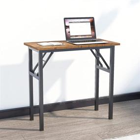 img 3 attached to Compact Folding Computer Desk 31.5 inches, No Assembly 🖥️ Writing Desk for Small Spaces, Sturdy and Rustic Brown - AC5-8040-FB