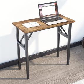 img 1 attached to Compact Folding Computer Desk 31.5 inches, No Assembly 🖥️ Writing Desk for Small Spaces, Sturdy and Rustic Brown - AC5-8040-FB