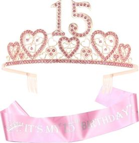 img 4 attached to 15th Birthday Gifts for Girls: Tiara, Sash, Decorations, Crown & Party Supplies