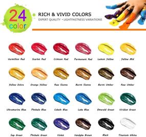 img 1 attached to Maxdee 24 Colors Acrylic Paint Set: Ideal Art Kit for Beginners, Includes 8 Paint Brushes - Perfect for Painting Canvas, Clay, Glass, Wood, Fabric, Ceramic & Crafts - Complete Gift Set for Kids & Adults