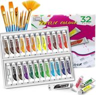 maxdee 24 colors acrylic paint set: ideal art kit for beginners, includes 8 paint brushes - perfect for painting canvas, clay, glass, wood, fabric, ceramic & crafts - complete gift set for kids & adults logo