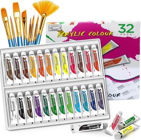 img 4 attached to Maxdee 24 Colors Acrylic Paint Set: Ideal Art Kit for Beginners, Includes 8 Paint Brushes - Perfect for Painting Canvas, Clay, Glass, Wood, Fabric, Ceramic & Crafts - Complete Gift Set for Kids & Adults