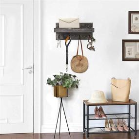 img 3 attached to 🔑 Efficient Wall-Mounted KIWOEN Key Holder: Vintage Rustic Wooden Shelf with Mail Organizer and 4 Key Hooks – Perfect for Living Room, Kitchen, Bathroom, and Office (Gray)