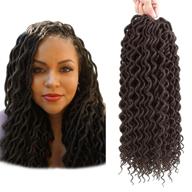 🔥 faux locs crochet hair 18 inch 6 packs: curly faux locs wave braiding hair with curly end goddess locs synthetic braids hair extensions in 4# logo