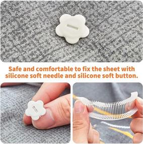 img 1 attached to 🛏️ Inktells Fitted Sheet Clips: Innovative Solution for Securing Bedding Sheets with No Pins, Ideal Comforter Fasteners, Perfect for Quilts, Duvet Covers, Tablecloths - Equipped with Safety Needle and Button