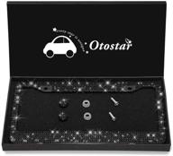 otostar pure handmade 1000 pcs 8 facets waterproof bling bling rhinestones stainless steel license plate frame with matching screws caps (black) logo