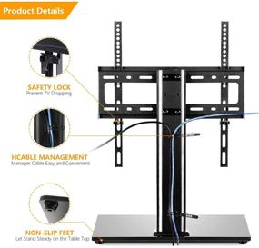 img 1 attached to 📺 Height Adjustable Universal Swivel TV Stand Base for 27-55 inch LCD LED Plasma Flat Screens, Tempered Glass Base, Holds up to 88lbs - Replacement TV Base with Improved SEO