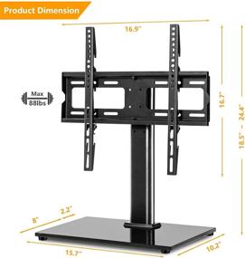 img 2 attached to 📺 Height Adjustable Universal Swivel TV Stand Base for 27-55 inch LCD LED Plasma Flat Screens, Tempered Glass Base, Holds up to 88lbs - Replacement TV Base with Improved SEO