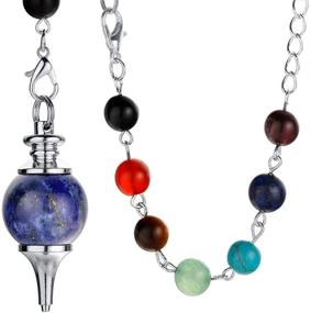 img 3 attached to 💎 Eye-catching JUNHAN Gemstone Pendulum Divination Jewelry for Boys