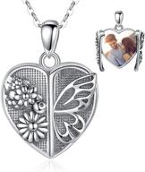 infuseu small sterling silver locket necklaces for 📸 women and girls, 20 inch chain - holds pictures logo