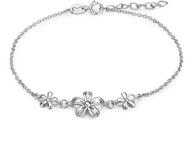 🌼 dainty sterling silver daisy flower pearl snake chain bracelet for women, teens, and girls logo