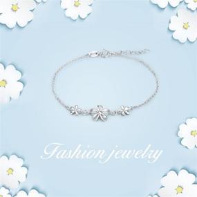 img 2 attached to 🌼 Dainty Sterling Silver Daisy Flower Pearl Snake Chain Bracelet for Women, Teens, and Girls