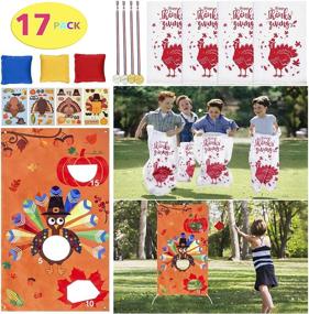 img 3 attached to Thanksgiving Potato Sack Race Bags, Thanksgiving Bean Bag Toss Game, Make-A-Turkey Stickers, Thanksgiving Party Games for Kids and Adults - 17 Pack for Improved SEO