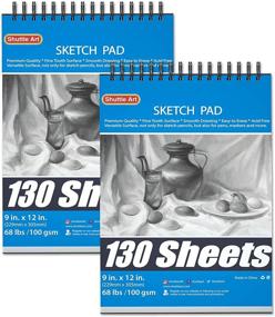 img 4 attached to 📒 Shuttle Art 9”x12” Sketch Pad, 260 Sheets: Pack of 2, Spiral Bound Drawing Pad with Durable Acid-Free Paper – Ideal Sketch Book for Kids, Teens & Adults