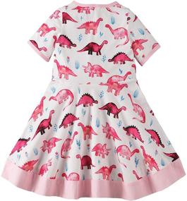 img 3 attached to 🦕 Frogwill Girls Dinosaur Tunic Short Sleeve Summer Dress, Green, 2-7T - Casual and trendy attire