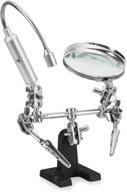 🔍 ram-pro helping hand magnifier glass stand - flexible neck led flashlight & alligator clips included - 3x magnifying lens for soldering, crafting & inspecting micro objects logo