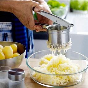 img 2 attached to 🥔 VINEALLEY Stainless Steel Potato Ricer & No Lumps Potato Masher | Large Capacity Food Ricer for Cauliflower, Fruits, Yams, Squash | Kitchen Tool & Utensil, Safe for Dishwasher