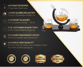 img 3 attached to Globe Whiskey Decanter Set with 2 Whisky Glasses - Elegant Mahogany Base Tray - Gift Packaging - Antique Ship Whiskey Dispenser for Liquor, Scotch, Bourbon - Perfect Christmas Holiday Gift