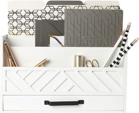 img 4 attached to 📚 Enhance Your Workspace with the Blu Monaco White Wood Desk Organizers and Storage – Versatile Drawer for Efficient Bill & Mail Sorting – Ideal Countertop & Kitchen Organizer – Desk Accessories & Workspace Organizers