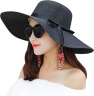 🏖️ summer beach hats for women - wide brim straw sun hat, floppy and foldable with upf 50+ protection, roll up cap included логотип