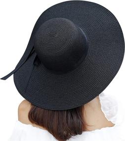 img 3 attached to 🏖️ Summer Beach Hats for Women - Wide Brim Straw Sun Hat, Floppy and Foldable with UPF 50+ Protection, Roll up Cap Included