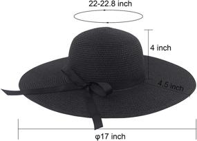 img 2 attached to 🏖️ Summer Beach Hats for Women - Wide Brim Straw Sun Hat, Floppy and Foldable with UPF 50+ Protection, Roll up Cap Included