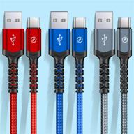 high-speed usb to type c cable charger: 3-pack 6ft fast charging cord, compatible with samsung galaxy s9 s8 note 9 note 8 plus and more devices logo