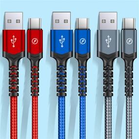 img 4 attached to High-Speed USB to Type C Cable Charger: 3-Pack 6FT Fast Charging Cord, Compatible with Samsung Galaxy S9 S8 Note 9 Note 8 Plus and More Devices