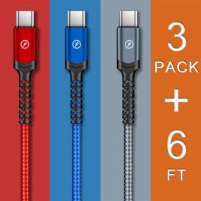 img 2 attached to High-Speed USB to Type C Cable Charger: 3-Pack 6FT Fast Charging Cord, Compatible with Samsung Galaxy S9 S8 Note 9 Note 8 Plus and More Devices