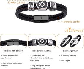 img 1 attached to Stainless Braided Leather Bracelet for Boys - 555Jewelry Boys' Jewelry Collection