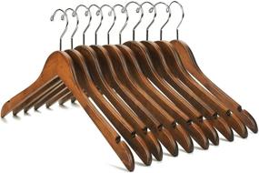 img 4 attached to Premium Retro Wooden Shirt and Dress Hangers - Pack of 10 | Anti-Rust Chrome Hook | Nature Smile Solid Gugertree Wood with Notches