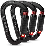 🧗 high-strength auto locking carabiners for climbing: fvw 3-piece set for hammocks, swing, leash, camping, hiking & utility logo