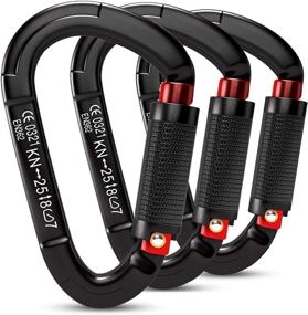 img 4 attached to 🧗 High-Strength Auto Locking Carabiners for Climbing: FVW 3-Piece Set for Hammocks, Swing, Leash, Camping, Hiking & Utility