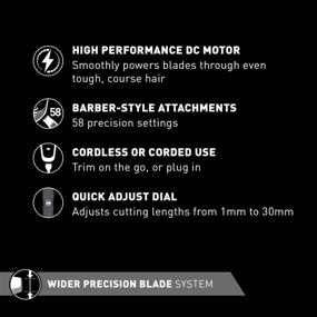 img 3 attached to 🔌 Panasonic ER-GB96-K Long Beard Trimmer: 58 Length Settings, 4 Attachments, Cordless/Corded Operation – Black