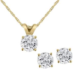 img 4 attached to Diamond Solitaire Necklace Earrings Yellow